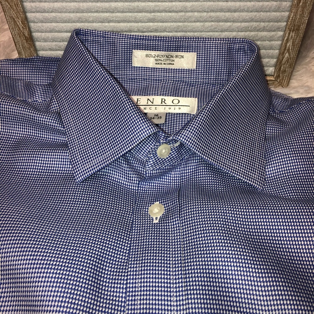 ENRO blue & white checkered button up shirt - 16